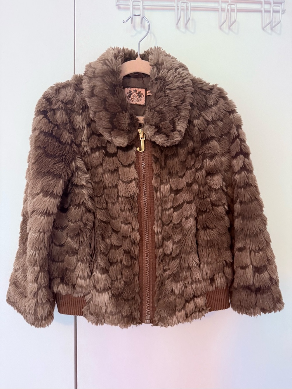 Juicy Couture Brown Faux Fur Jacket- size 7